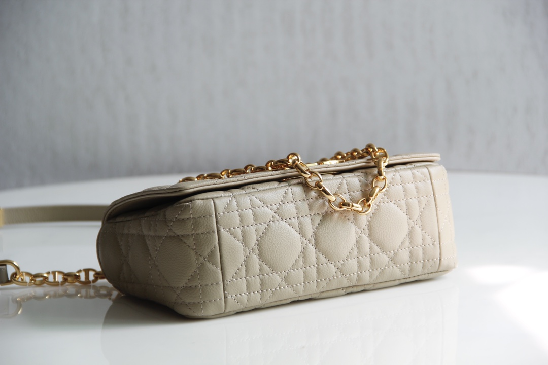 Small Dior Caro Bag Beige Supple Cannage Calfskin